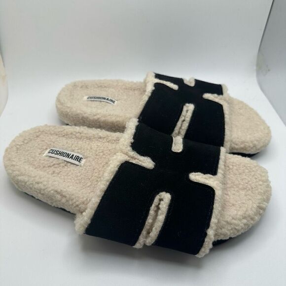 CUSHIONAIRE Women's Cuddle Fur Faux Shearling lined slide sandal +Memory Foam 8 - Picture 1 of 7